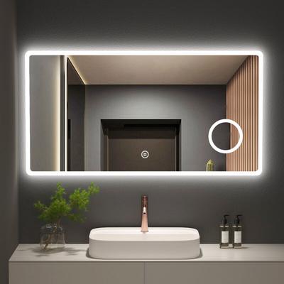Badezimmerspiegel 120x60cm led Badspiegel Wandspiegel mit Kaltweiß Beleuchtung, Touch-Schalter und Image