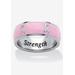 Women's Stainless Steel And Pink Enamel Breast Cancer Awareness Ribbon "Serenity Courage Strength" Inscribed by PalmBeach Jewelry in White (Size 9)