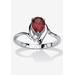 Women's Silvertone Simulated Pear Cut Birthstone And Round Crystal Ring Jewelry by PalmBeach Jewelry in Garnet (Size 10)