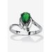 Women's Silvertone Simulated Pear Cut Birthstone And Round Crystal Ring Jewelry by PalmBeach Jewelry in Emerald (Size 8)