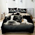 MSKJWWS King Size Duvet Cover Boston Terrier Microfiber Kingsize Bedding Sets, Anti-Allergic Quilt Cover 230x220 cm, 3 Pieces (1 Comforter Cover + 2 Pillow Cases)