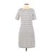 J. by J.Crew Casual Dress - Sheath: White Stripes Dresses - Used - Size Medium
