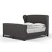 Tandem Arbor Herbert Wingback Upholstered Bed w/ Footboard Linen in Gray | 59 H x 85 W x 89 D in | Wayfair 102-10-KNG-10-KL-GH-WE
