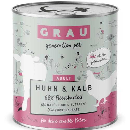 GRAU Adult Getreidefrei 6 x 800 g – Huhn & Kalb