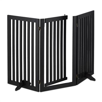 Absperrgitter, HxB: 92x154 cm, faltbar, mit Tür & Füßen, freistehendes Hunde Schutzgitter, Image