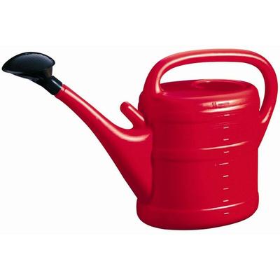 Gießkanne , 10 Liter, aus Kunststoff in rot, 5,6x32x18,5 cm, mit Brause und Längsbügel
