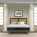 Saratoga Platform Frame Bed in Black Acacia with Rattan Headboard