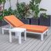 LeisureMod Chelsea White Chaise Lounge Chair W/ Cushions & Side Table