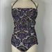 J. Crew Swim | J Crew Antique Paisley Ruched Bandeau Convertible Swimsuit New Without Tags | Color: Purple/White | Size: 10