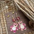 Disney Jewelry | Disney Pixar Lotso Huggin Bear Toy Story Earrings Disney Earrings Handmade Pink | Color: Pink | Size: Os