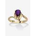 Women's Yellow Gold Plated Simulated Birthstone And Round Crystal Ring Jewelry by PalmBeach Jewelry in Amethyst (Size 5)
