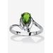 Women's Silvertone Simulated Pear Cut Birthstone And Round Crystal Ring Jewelry by PalmBeach Jewelry in Peridot (Size 8)