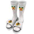 Men's ISlide White Chicago Blackhawks Speckle Socks & Slide Sandals Bundle