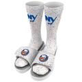 Men's ISlide White New York Islanders Speckle Socks & Slide Sandals Bundle