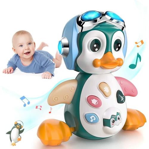 1 Jahr altes Musikspielzeug, Krabbelspielzeug mit Musik und Lichtern, Pinguin-Babyspielzeug 6-12