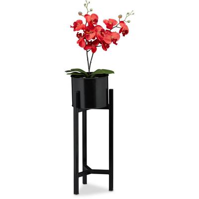 Blumentopf Ständer, Blumenständer inklusive Topf, modern, Pflanzenständer Metall, HxD: 60 x 21,5