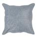 Norm 22 Inch Square Leather Decorative Throw Pillow, Stitched, Soft Gray