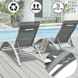 Tappio Outdoor Adjustable Aluminum Chaise Lounge Chairs Set - 72"L x 23"W x 19.5-35.8"H