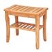 Bamboo Shower Bench Seat Bathroom Spa Chair Seat with Storage Shelf - Natural