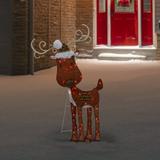 Northlight Seasonal 32" Lighted 2D Chenille Reindeer Outdoor Christmas Decoration Metal | 32 H x 12 W x 2 D in | Wayfair NORTHLIGHT QH92873