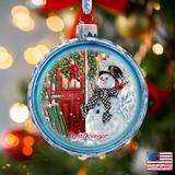 The Holiday Aisle® Happy Snowman Holiday Shaped Ornament Glass in Green/Red/White | 3 H x 3 W x 2.5 D in | Wayfair 7CA2DC6809184768BABCCB37808163BC