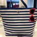 Kate Spade Bags | Kate Spade Vinyl Blue & White Striped Large Tote-Nwt | Color: Blue/White | Size: 14” X 21”