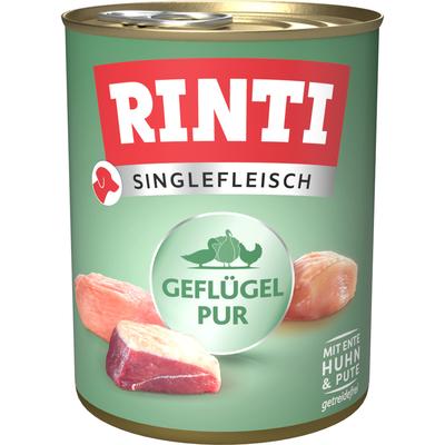 Sparpaket: 24x800g RINTI Singlefleisch Geflügel Pur Hundefutter nass