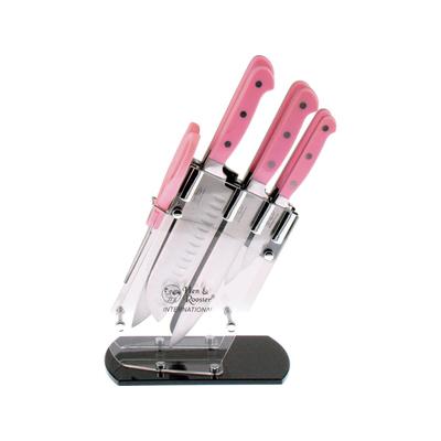 Hen & Rooster Seven Piece Kitchen Set Pink Knife Pink ABS handle HRI-036