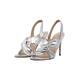 faina Damen Slingback-Pumps aus Leder, Silber, 37 EU