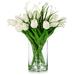 Primrue Tulip Floral Arrangements in Vase Natural Fibers in Pink/White | 12 H x 10 W x 10 D in | Wayfair E70D35CAC35A488A93ABD6A2BA513201