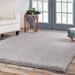 Gray/White 120 x 96 x 1.69 in Area Rug - Latitude Run® Plush Shag Fuzzy Modern Solid Indoor Area Rug or Runner Polypropylene | Wayfair