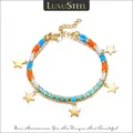 LUXUSTEEL-Bracelets perlés en acier inoxydable pour femmes bracelets mixtes accessoires en or