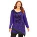 Plus Size Women's Layered Asymmetrical Tunic by Catherines in Dark Violet Scroll (Size 0X)