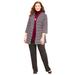 Plus Size Women's Suprema® 3/4-Sleeve Cardigan by Catherines in Black Stripe (Size 3X)