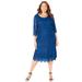 Plus Size Women's Shirred Lace Flounce Dress by Catherines in Ultra Blue (Size 0X)