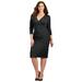 Plus Size Women's Curvy Collection Wrap Dress by Catherines in Black (Size 3X)