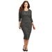 Plus Size Women's Curvy Collection Angled Stripe Dress by Catherines in Black Ivory Stripe (Size 1XWP)