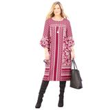 Plus Size Women's Bell Sleeve Shift Dress by Catherines in Cherry Red Paisley (Size 2XWP)