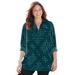 Plus Size Women's Breezeway Half-Zip Tunic by Catherines in Emerald Green Geo Plaid (Size 2XWP)