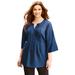 Plus Size Women's GEORGETTE PINTUCK BLOUSE by Catherines in Blue Dot (Size 6X)