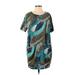 H&M Casual Dress - Shift: Blue Graphic Dresses - Women's Size 2