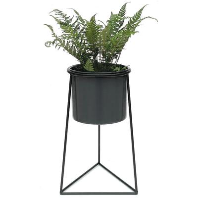 Blumenhocker mit Topf Metall Schwarz s 25 cm Blumenständer 96052 Blumensäule Modern Pflanzenständer