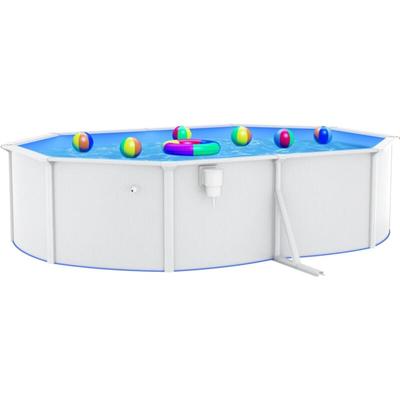 Pool mit Stahlwand Oval 490x360x120 cm Weiß vidaXL786048