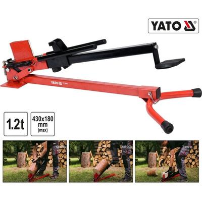 Yato - Profi Mechanischer Fuß Holzspalter Brennholz Holzklotz Spalter 1,2 Tonnen, liegende Image