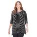 Plus Size Women's Streamline Two-Point Tunic by Catherines in Black Stripe (Size 2X)