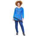Plus Size Women's Layered Asymmetrical Tunic by Catherines in Dark Sapphire Scroll (Size 1X)