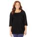 Plus Size Women's Easy Fit Squareneck Tee by Catherines in Black (Size 3X)