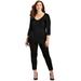 Plus Size Women's Curvy Collection Wrap Front Top by Catherines in Black (Size 1X)