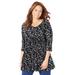 Plus Size Women's Twist Front Top by Catherines in Black Animal Skin (Size 4X)