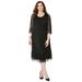 Plus Size Women's Shirred Lace Flounce Dress by Catherines in Black (Size 6X)